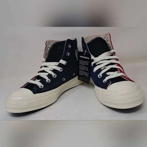 Converse Womens Chuck  70 Hi Top Upcycle Fleece 172267C Red Blue Black Gray 6 US - Picture 5 of 11